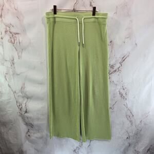 Mate The Label Pants Womens Medium Green Waffle Thermal Wide Leg Crop Organic